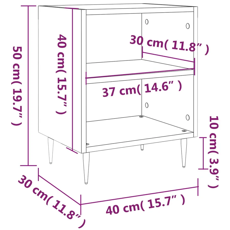 Tables de chevet 2pcs blanc brillant 40x30x50cm bois ingénierie - 10