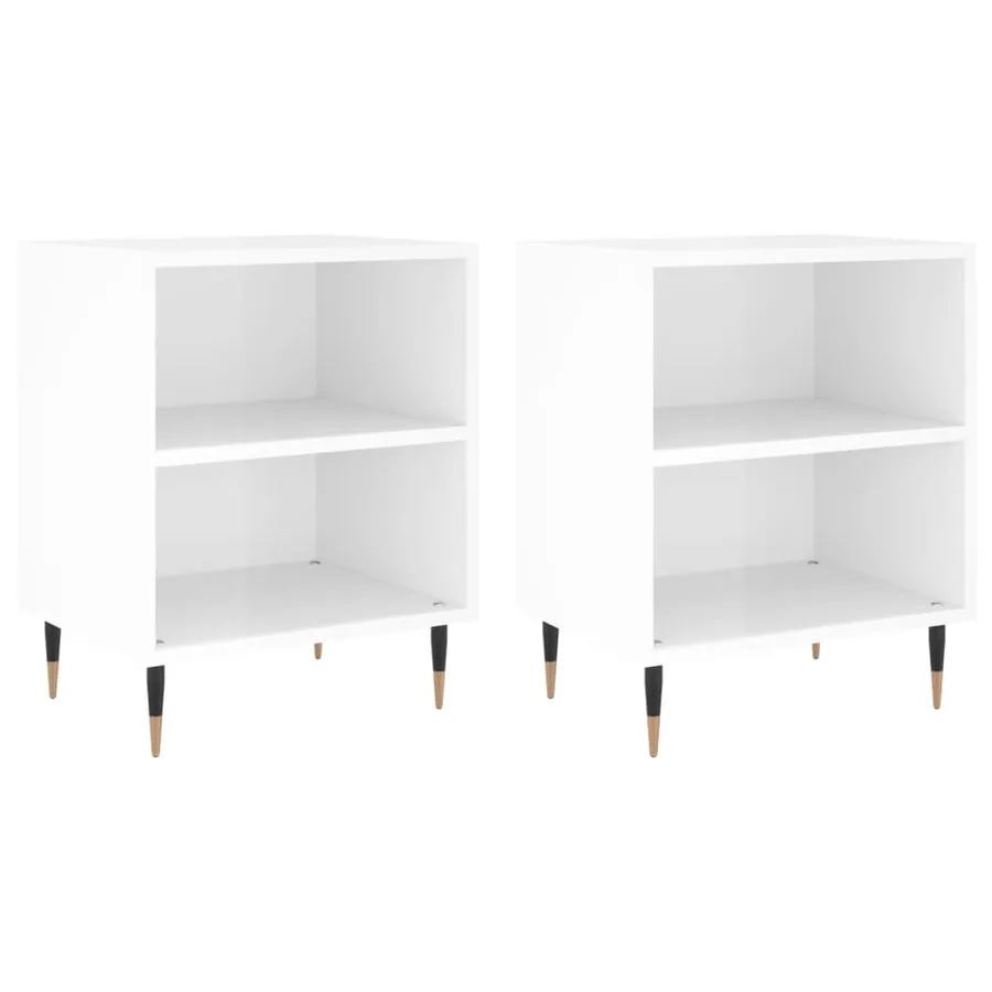 Tables de chevet 2pcs blanc brillant 40x30x50cm bois ingénierie - 2