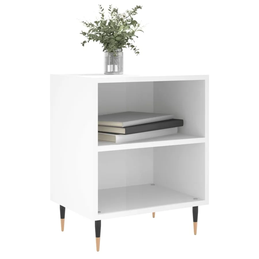 Tables de chevet 2pcs blanc brillant 40x30x50cm bois ingénierie - 3
