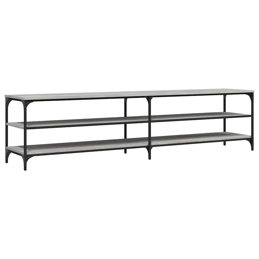 Meuble TV sonoma gris 200x30x50 cm bois d'ingénierie et métal - 2