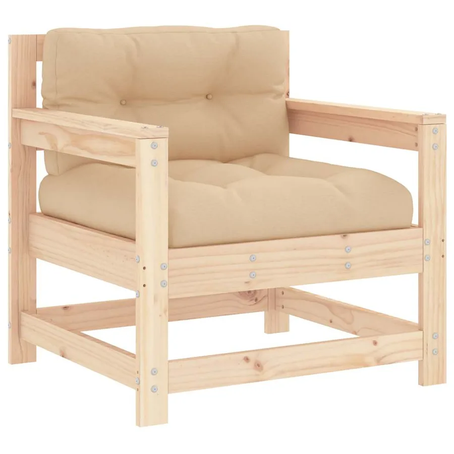 Chaises de jardin avec coussins lot de 2 bois de pin massif - 3