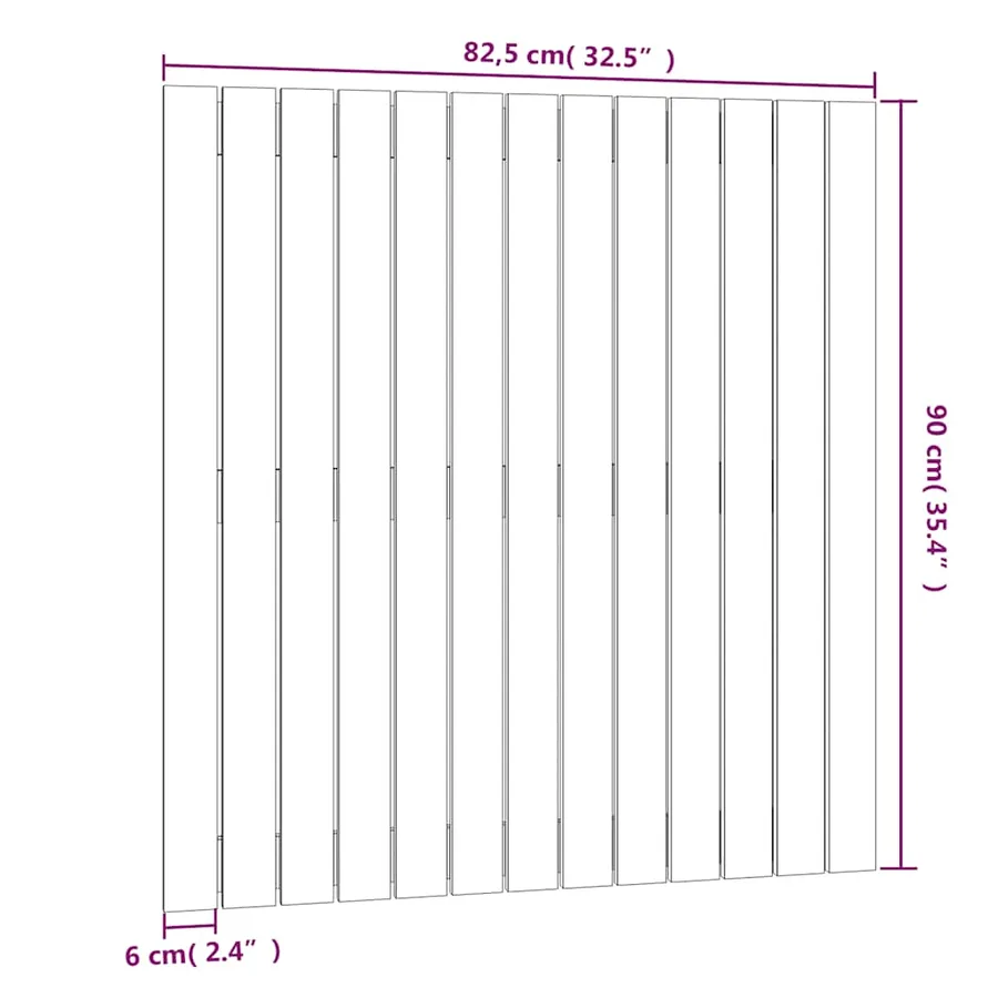 Tête de lit murale Noir 82,5x3x90 cm Bois massif de pin - 8