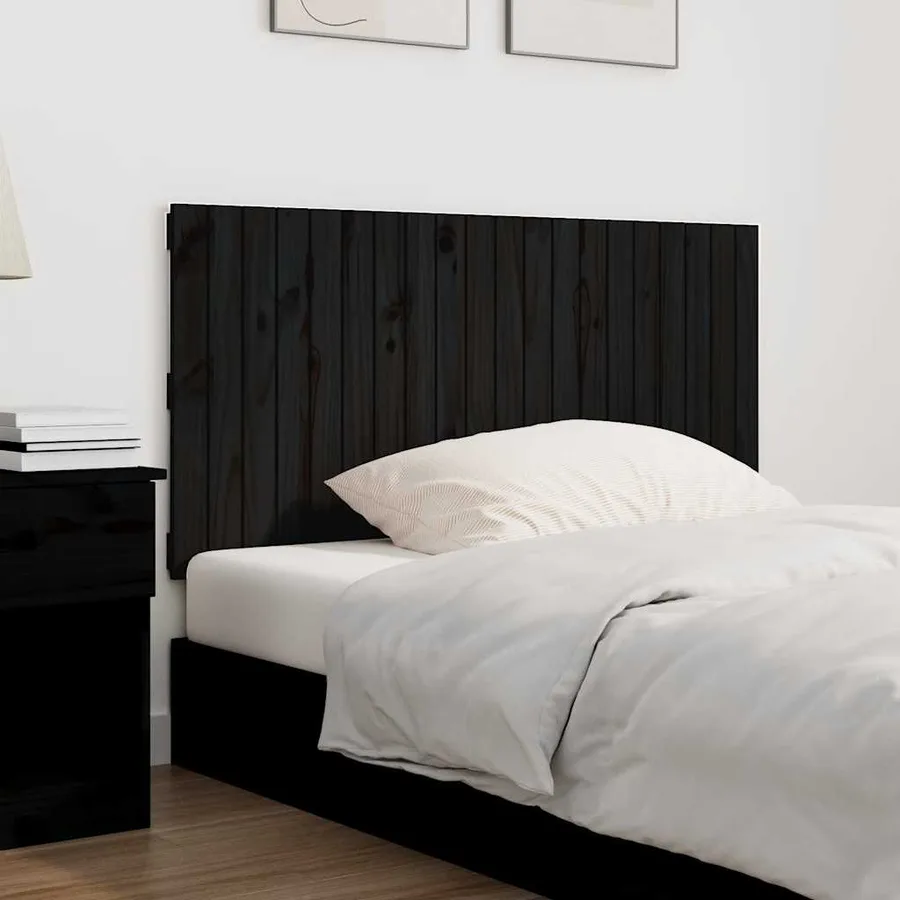Tête de lit murale Noir 127,5x3x60 cm Bois massif de pin - 3