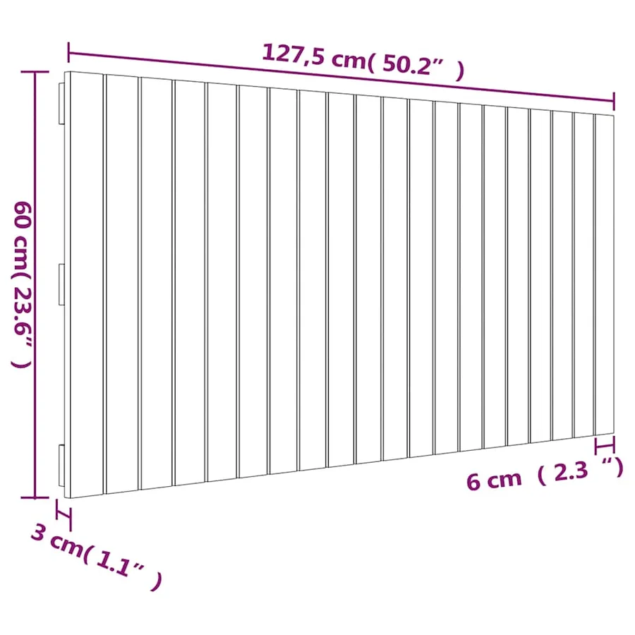 Tête de lit murale Gris 127,5x3x60 cm Bois massif de pin - 8