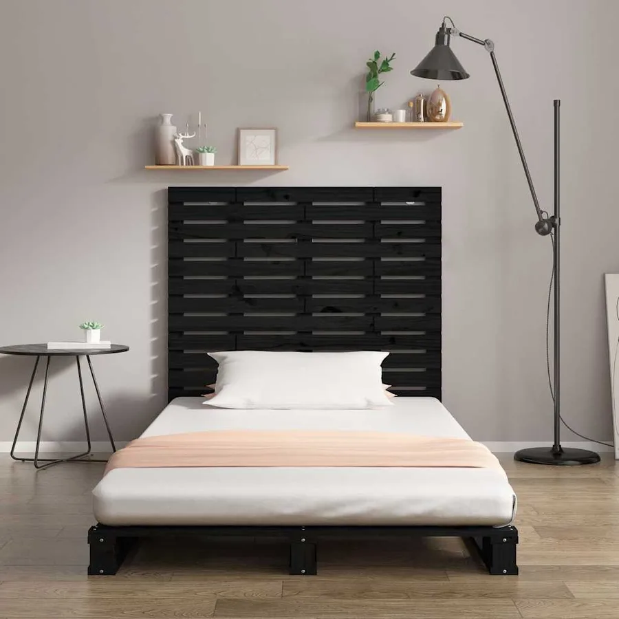 Tête de lit murale Noir 81x3x91,5 cm Bois massif de pin - 3