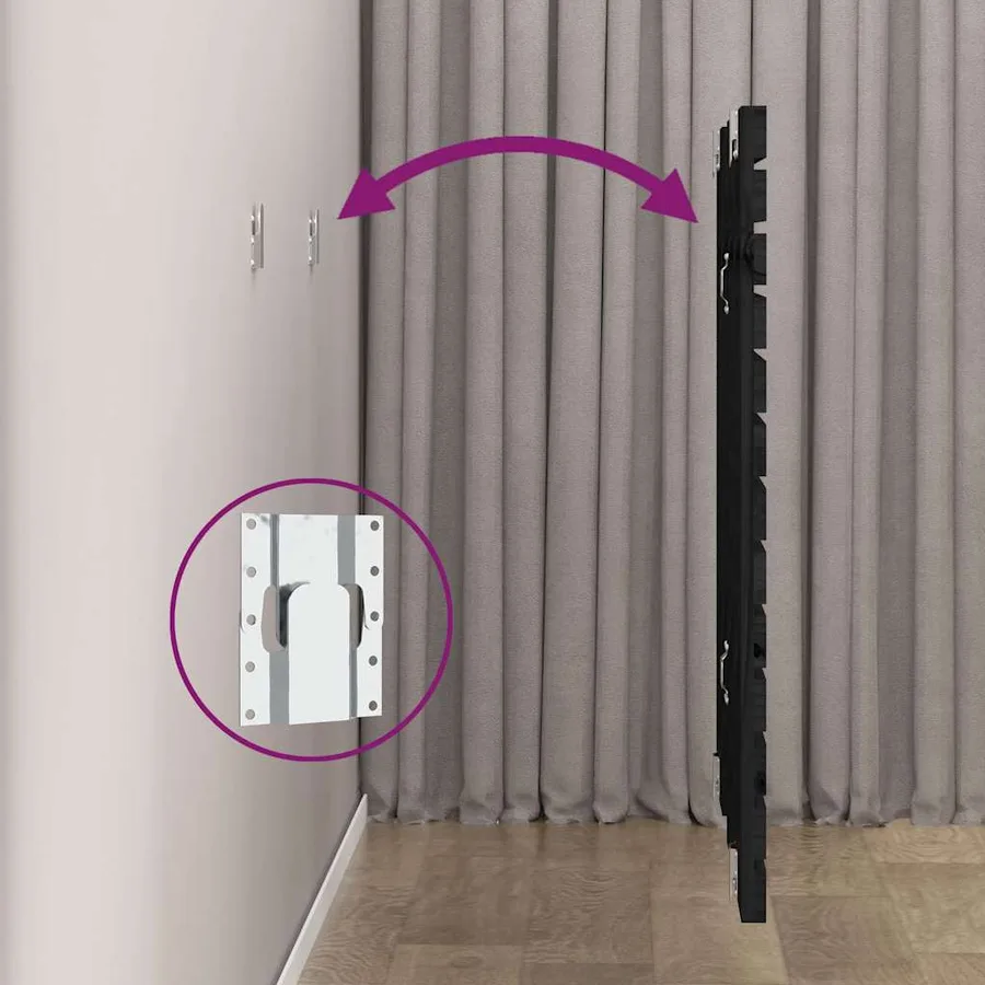 Tête de lit murale Noir 81x3x91,5 cm Bois massif de pin - 6