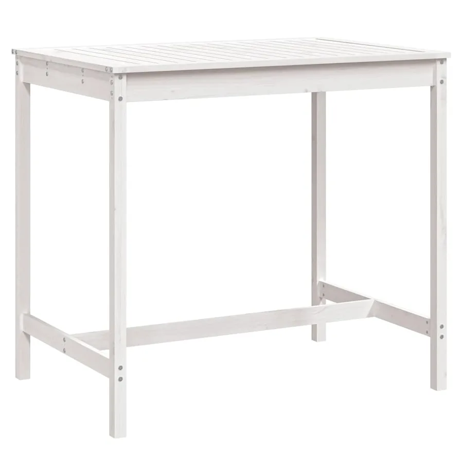 Table de jardin blanc 121x82,5x110 cm bois massif de pin - 2