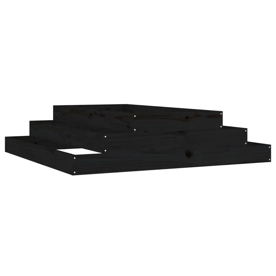 Jardinière Noir 110x110x27 cm Bois massif de pin - 2