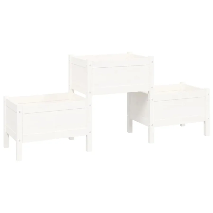 Jardinière Blanc 178,5x44x75 cm Bois massif de pin - 2