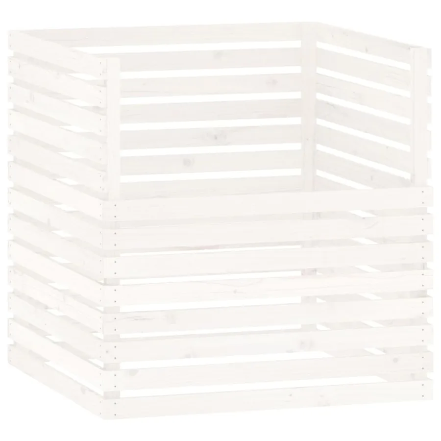 Composteur Blanc 100x100x102 cm Bois massif de pin - 2