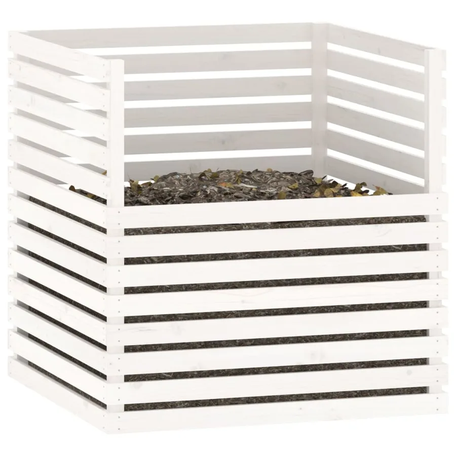 Composteur Blanc 100x100x102 cm Bois massif de pin - 4