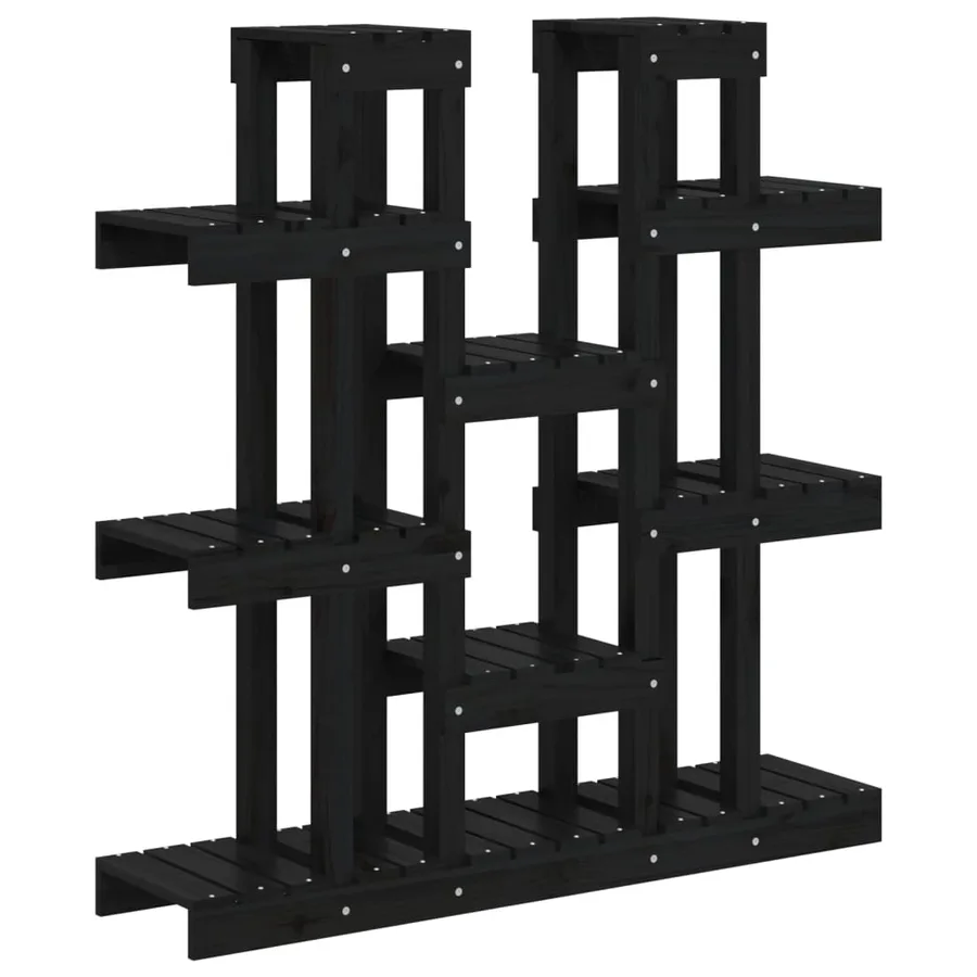 Support à plantes Noir 104,5x25x109,5 cm Bois massif de pin - 2