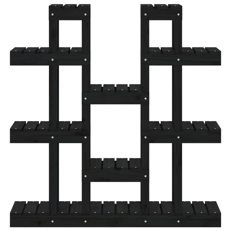 Support à plantes Noir 104,5x25x109,5 cm Bois massif de pin - 5