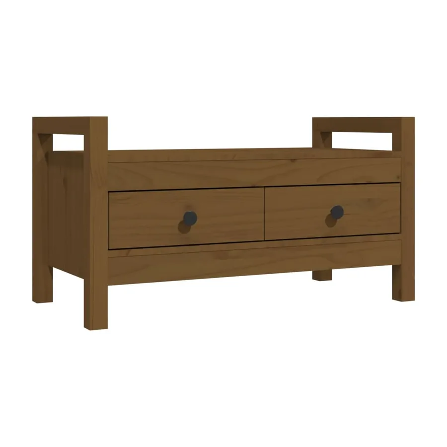 Banc d'entrée Marron miel 80x40x43 cm Bois de pin massif - 2