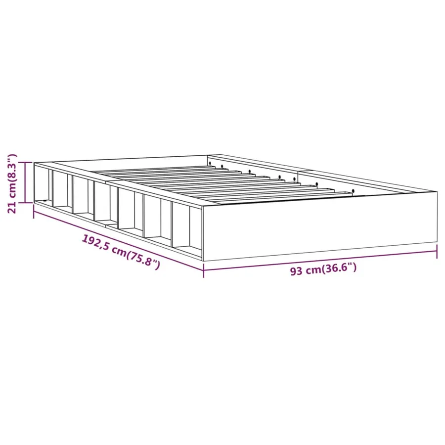 Cadre de lit sans matelas 75x190 cm bois massif - 8