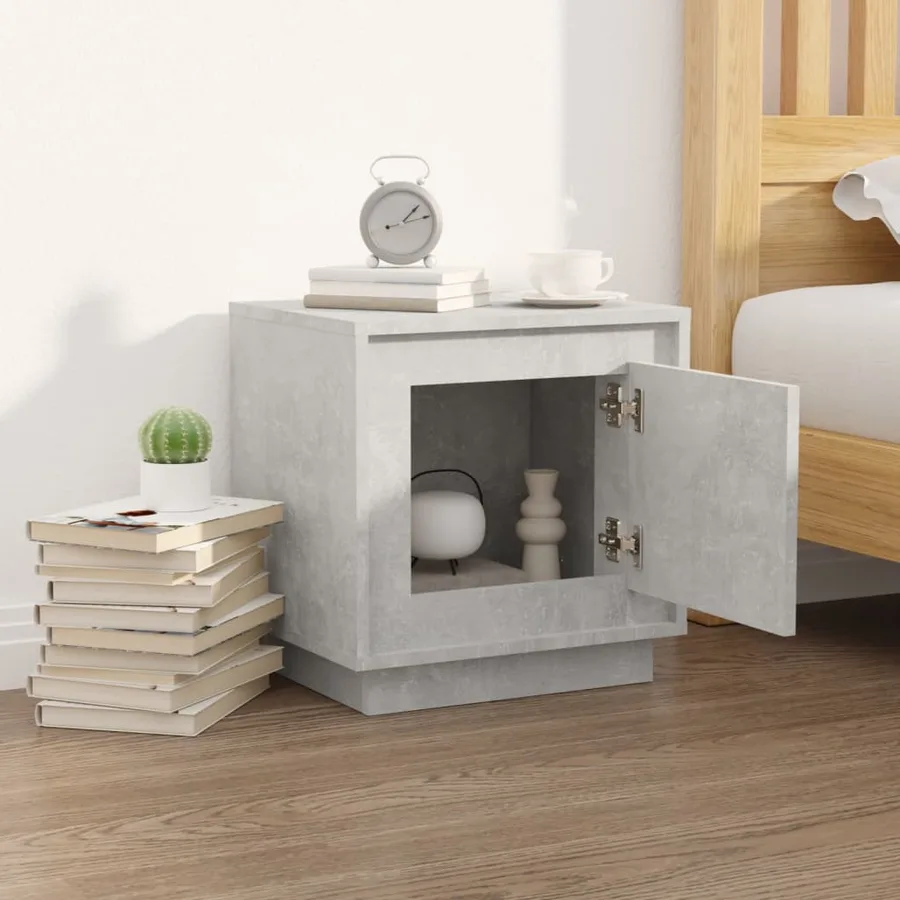 Table de chevet gris béton 44x35x45 cm bois d'ingénierie - 3