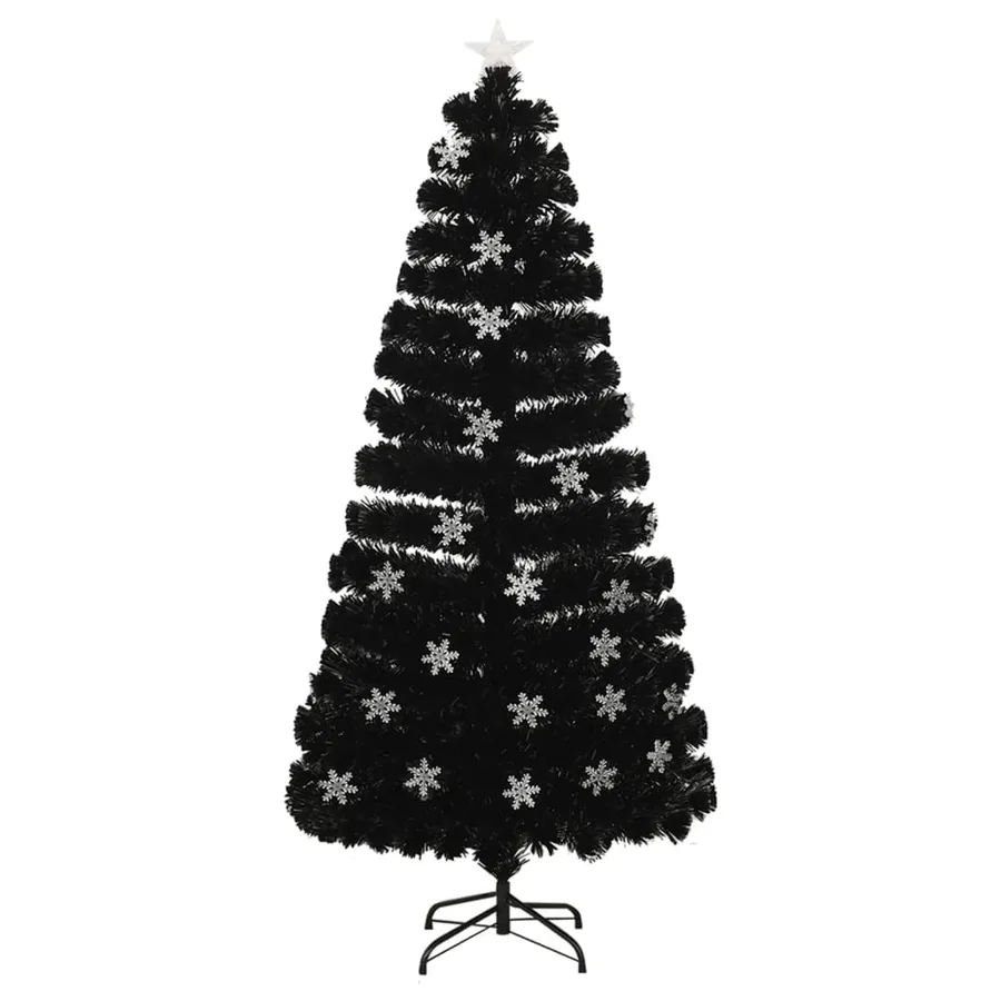 Sapin de Noël et flocons de neige LED Noir 150 cm Fibre optique - 2
