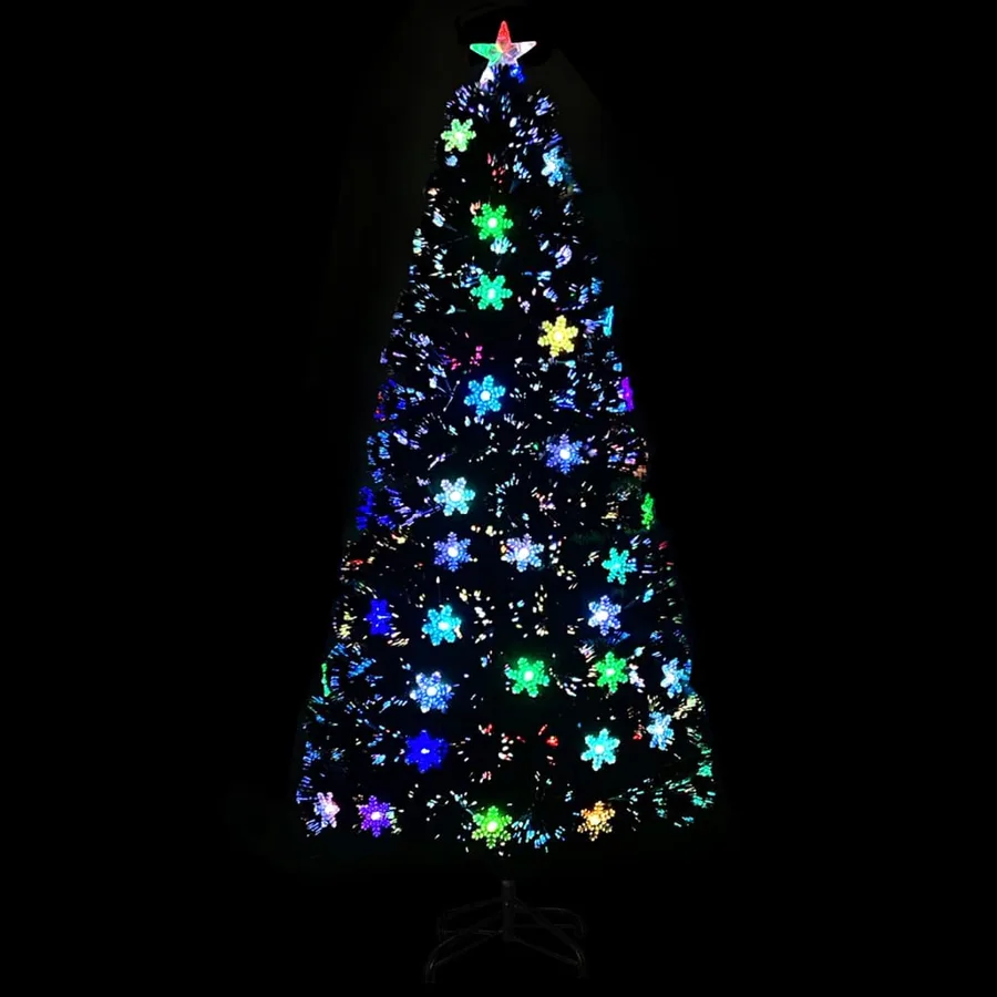 Sapin de Noël et flocons de neige LED Noir 150 cm Fibre optique - 3