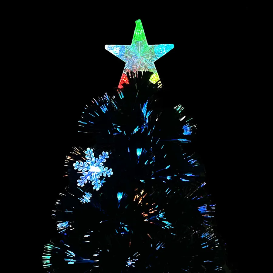 Sapin de Noël et flocons de neige LED Noir 150 cm Fibre optique - 4