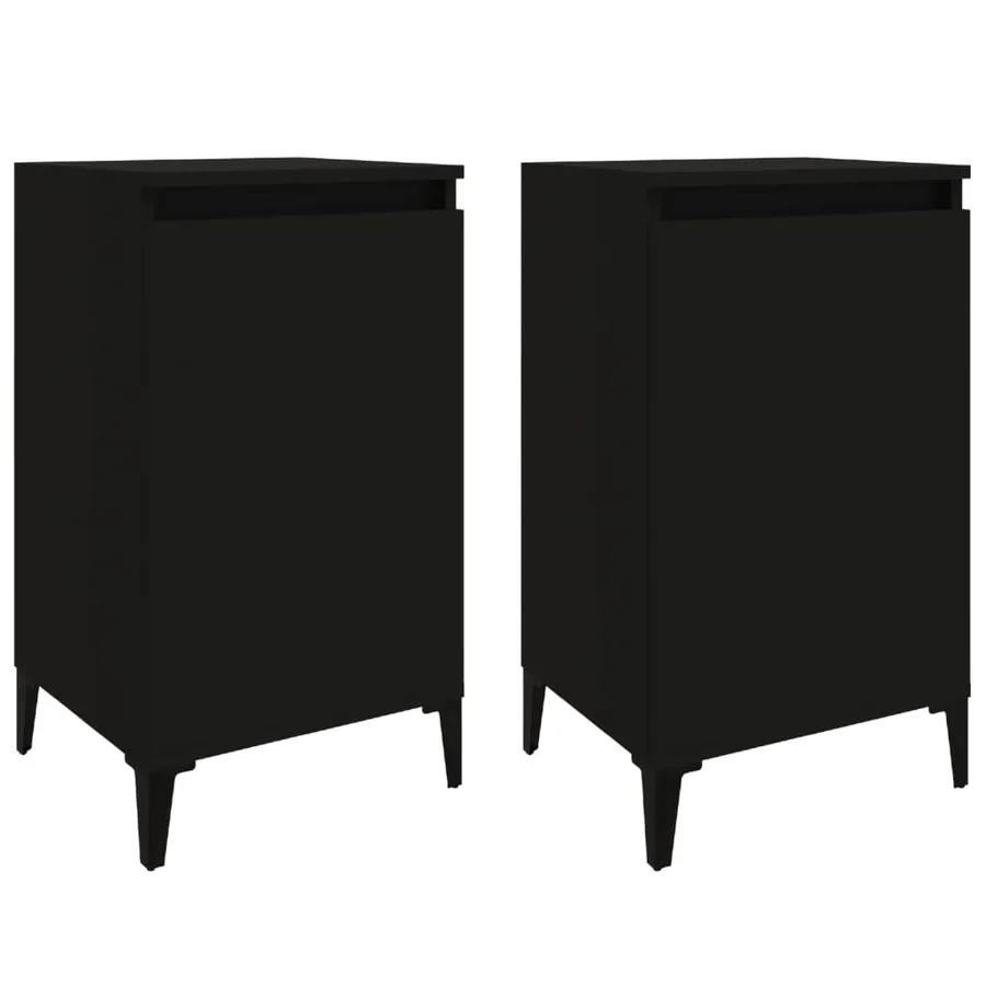 Tables de chevet 2 pcs noir 40x35x70 cm bois d'ingénierie - 2