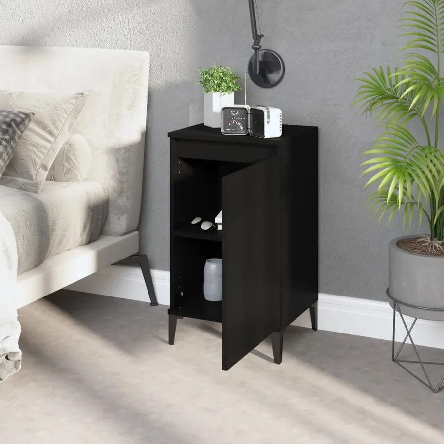 Tables de chevet 2 pcs noir 40x35x70 cm bois d'ingénierie - 3