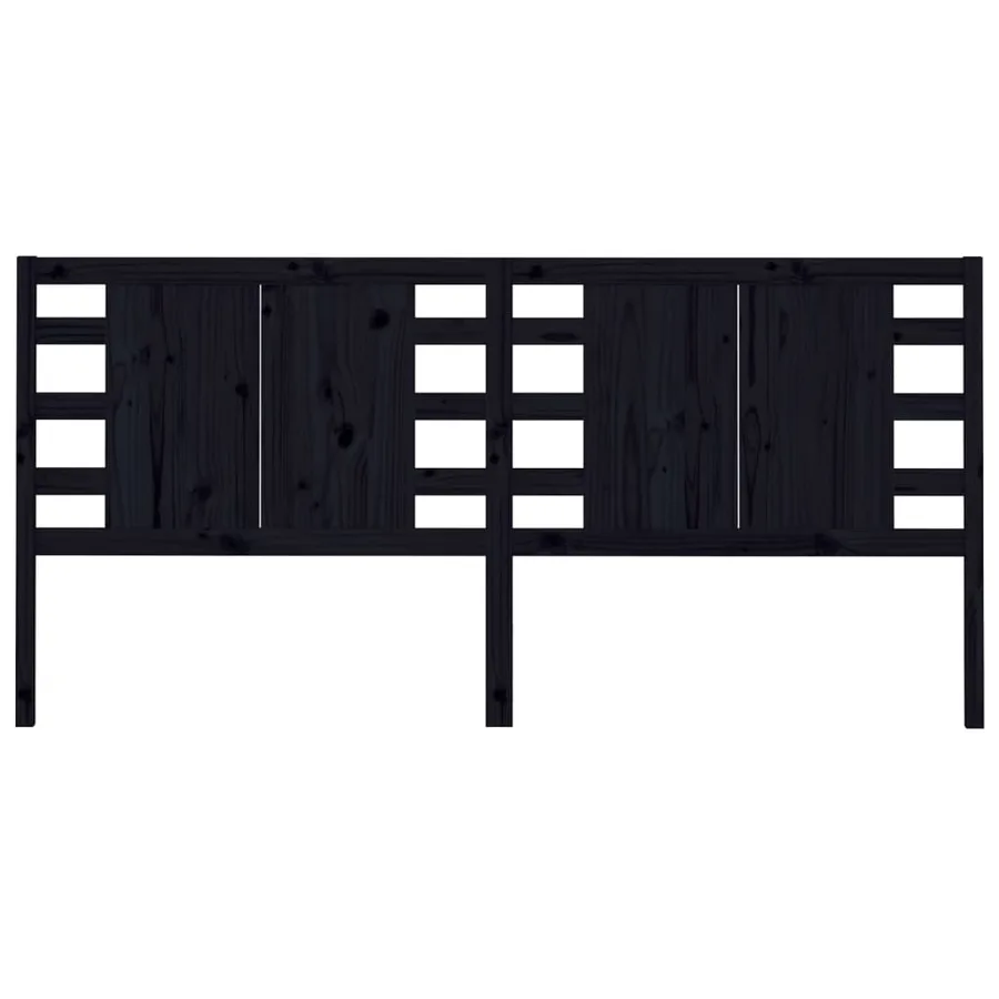 Tête de lit Noir 166x4x100 cm Bois massif de pin - 3