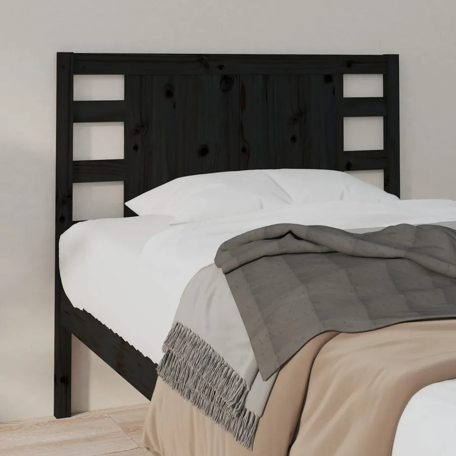 Tête de lit Noir 106x4x100 cm Bois massif de pin - 4