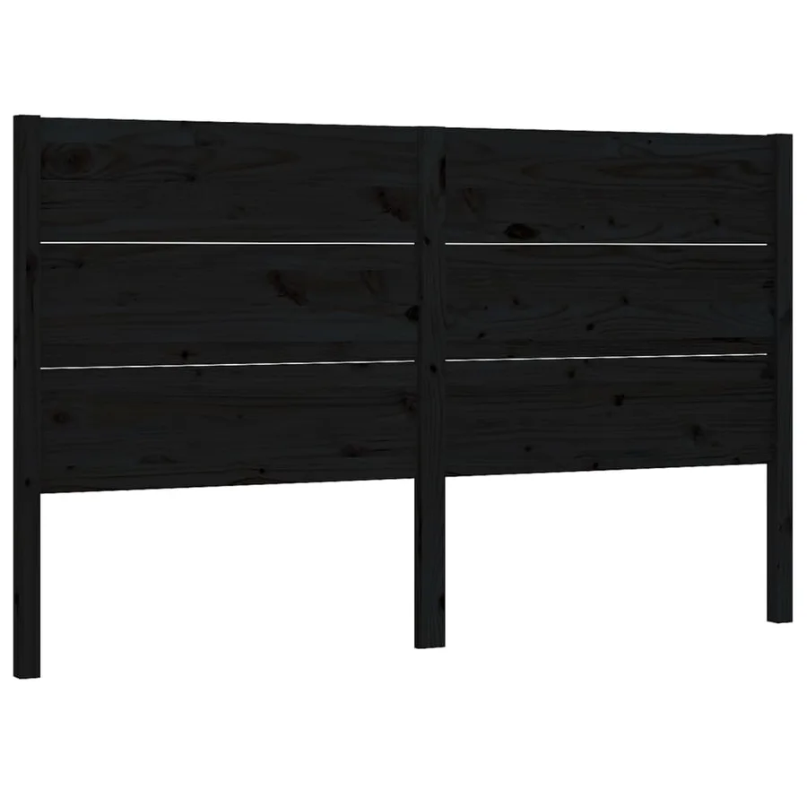 Tête de lit Noir 206x4x100 cm Bois massif de pin - 2