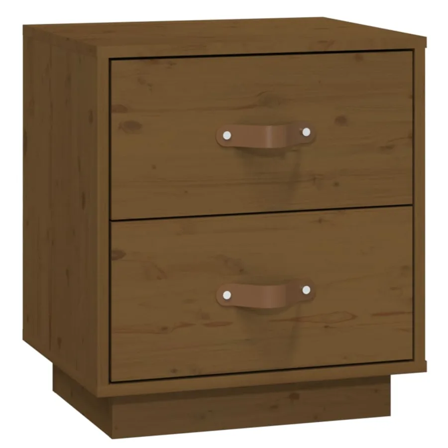 Table de chevet Marron miel 40x34x45 cm Bois de pin massif - 2