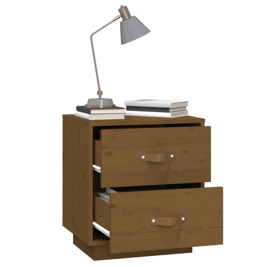 Table de chevet Marron miel 40x34x45 cm Bois de pin massif - 4