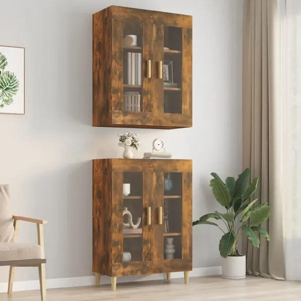 Armoire murale suspendue Chêne fumé 69,5x34x90 cm