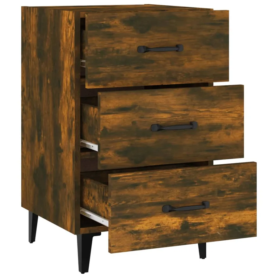 Table de chevet chêne fumé 40x40x66 cm bois d'ingénierie - 5