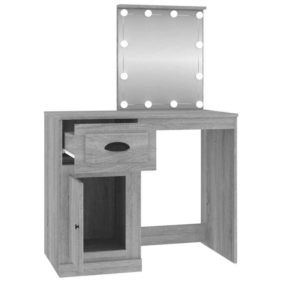 Coiffeuse avec LED sonoma gris 90x50x132,5 cm bois d'ingénierie - 7