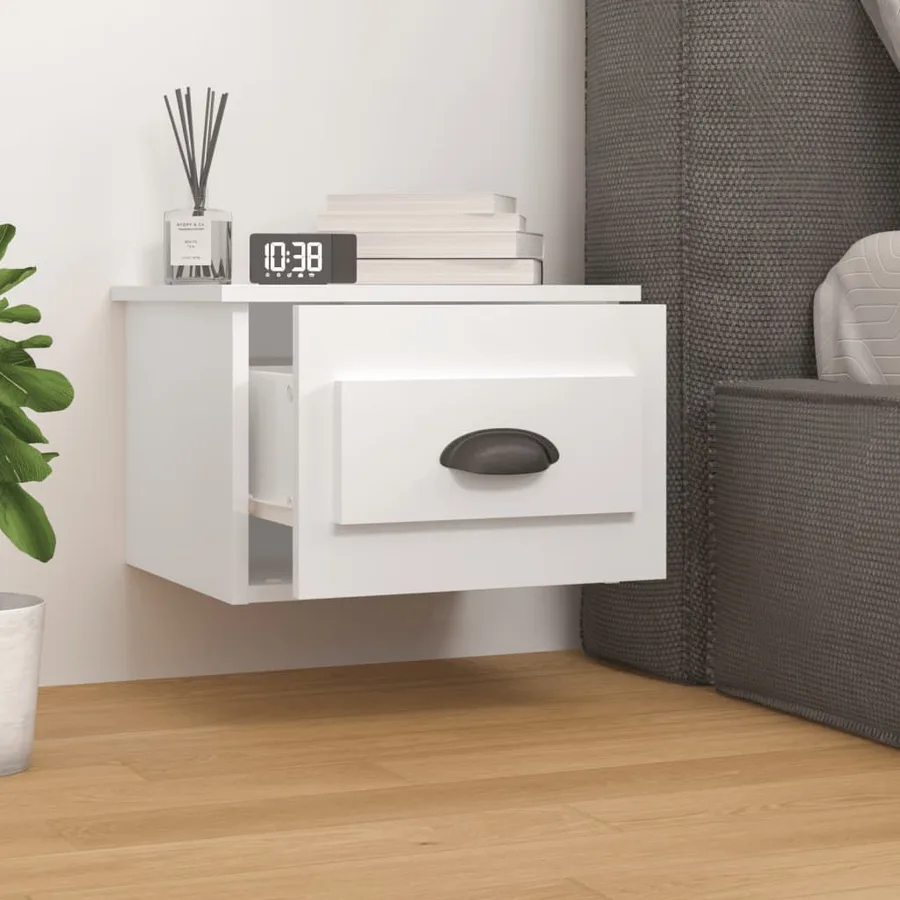 Tables de chevet murales 2 pcs blanc brillant 41,5x36x28 cm - 3