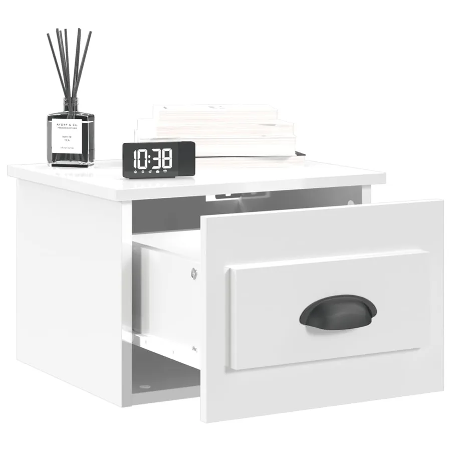 Tables de chevet murales 2 pcs blanc brillant 41,5x36x28 cm - 4
