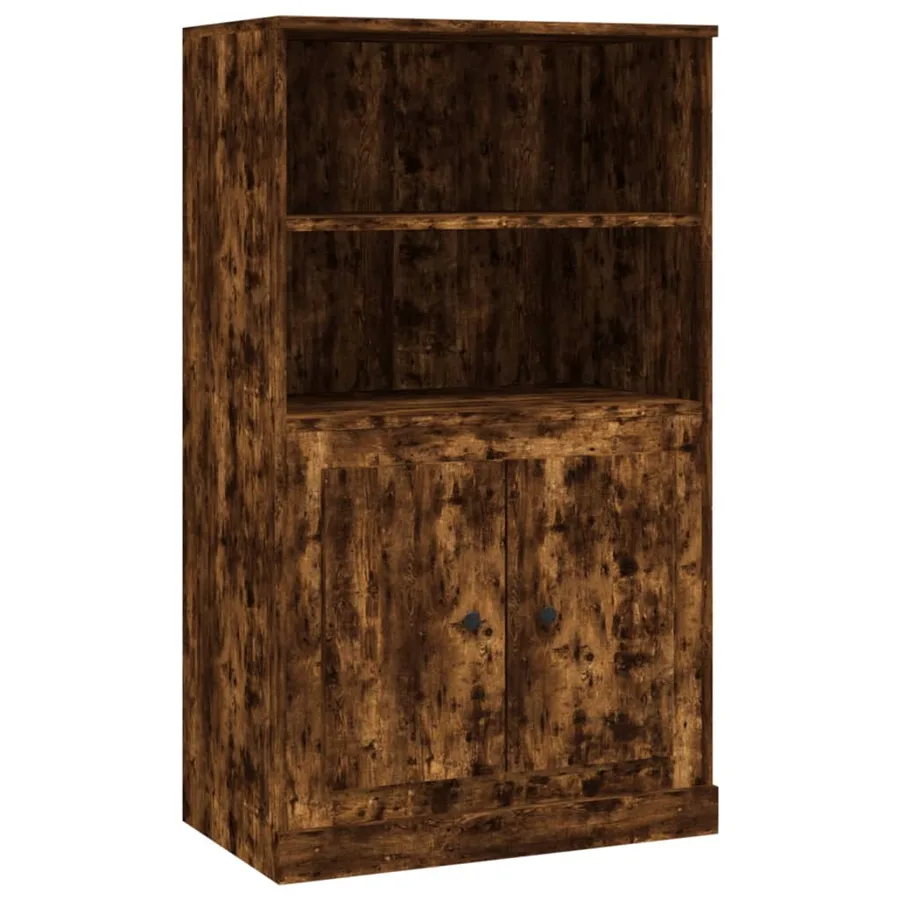 Buffet haut chêne fumé 60x35,5x103,5 cm bois d'ingénierie - 2