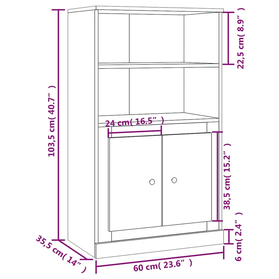 Buffet haut chêne sonoma 60x35,5x103,5 cm bois d'ingénierie - 10