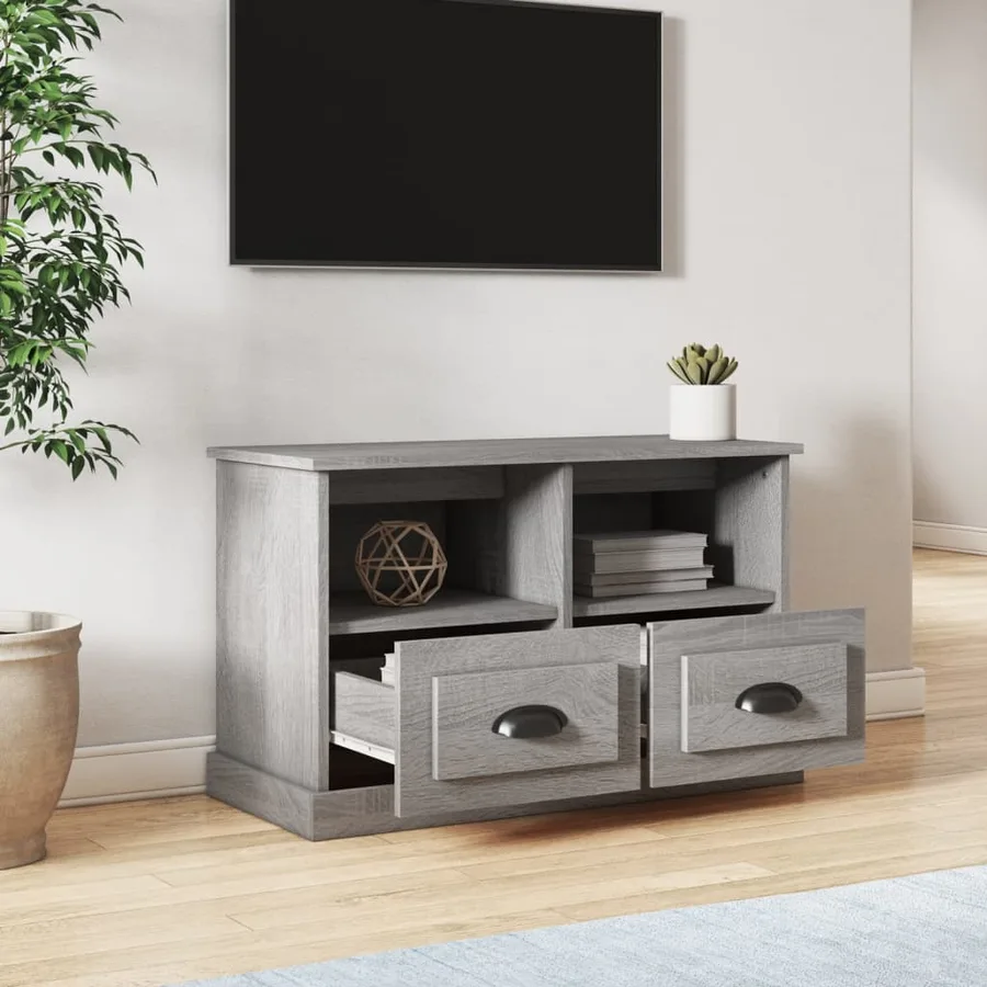 Meuble TV sonoma gris 80x35x50 cm bois d'ingénierie - 3