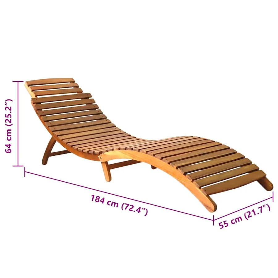 Chaises longues lot de 2 avec table et coussins Acacia solide - 18