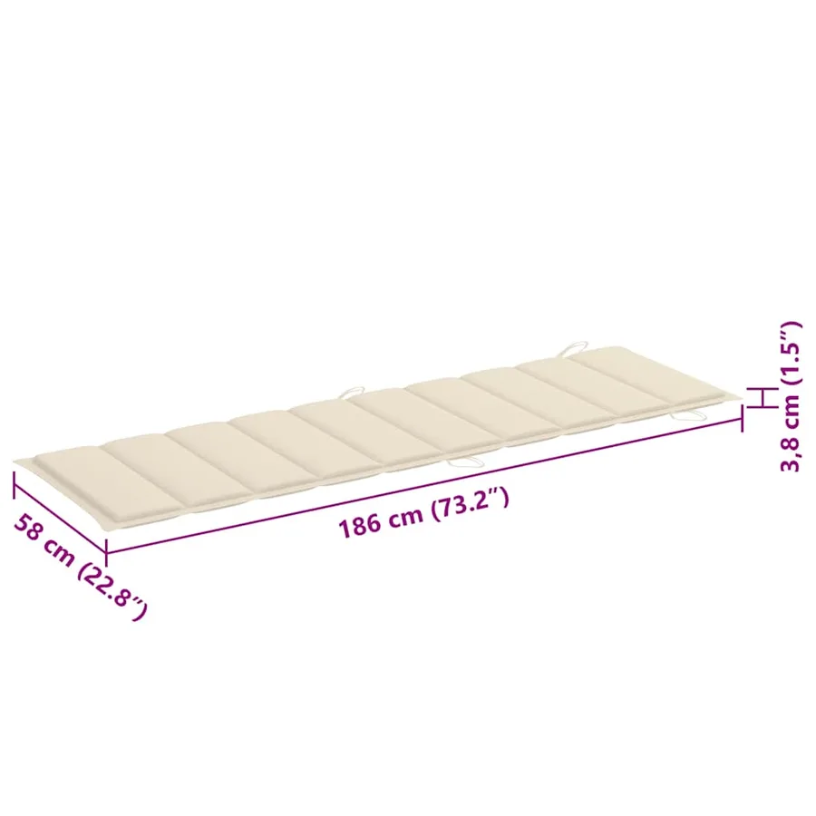 Chaises longues lot de 2 avec table et coussins Acacia solide - 20