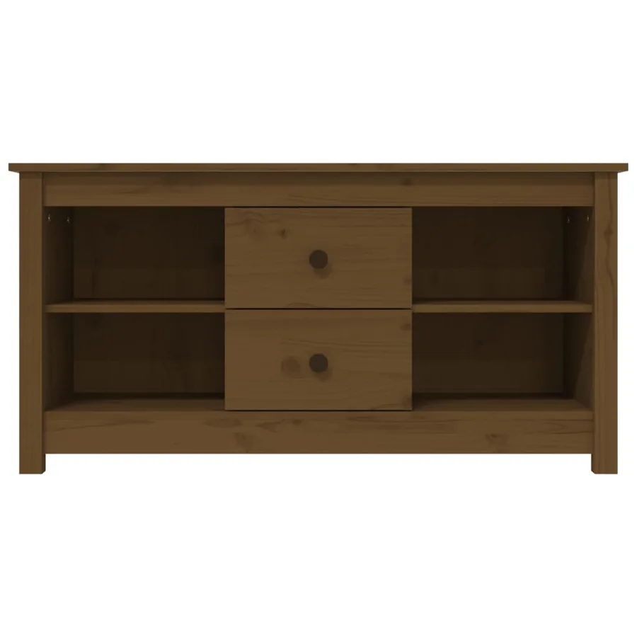 Meuble TV Marron miel 103x36,5x52 cm Bois de pin massif - 3