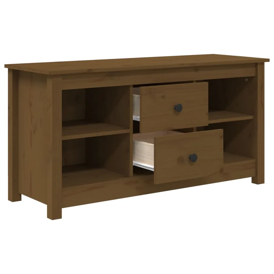 Meuble TV Marron miel 103x36,5x52 cm Bois de pin massif - 4