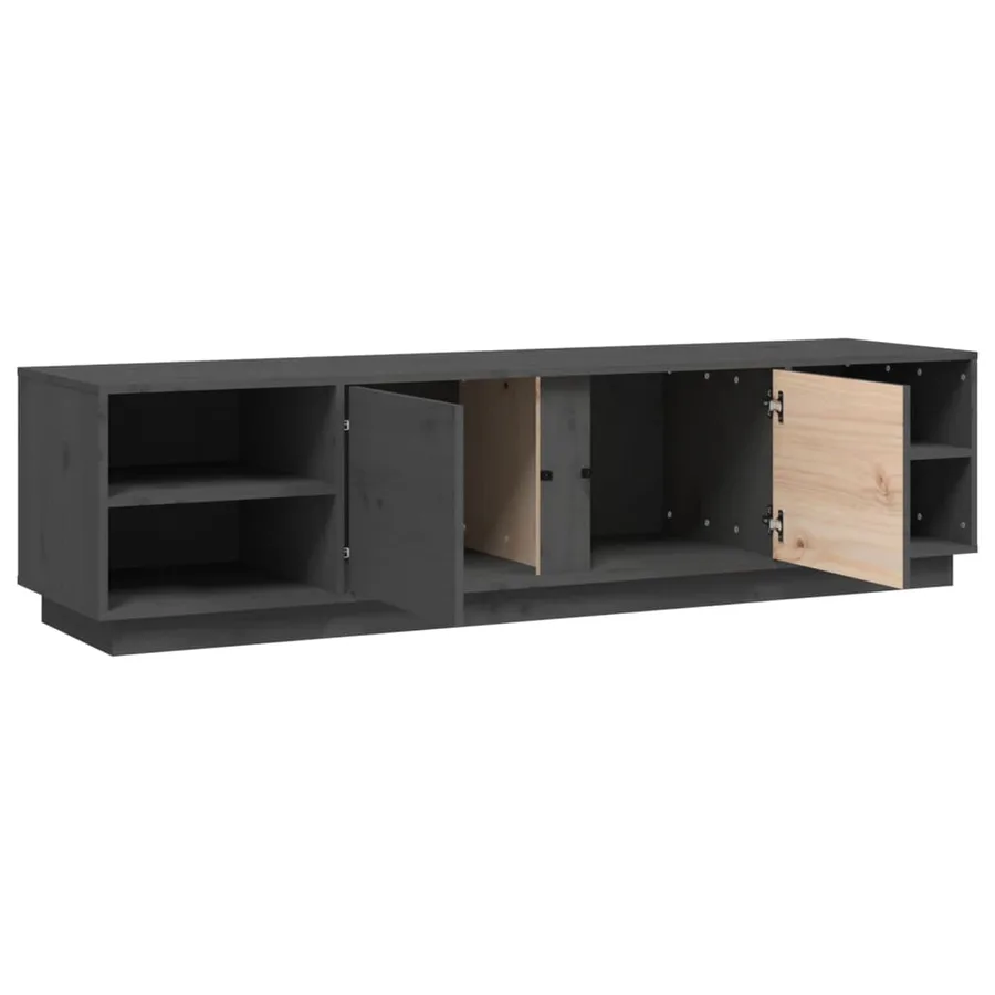 Meuble TV Gris 156x40x40 cm Bois de pin massif - 7