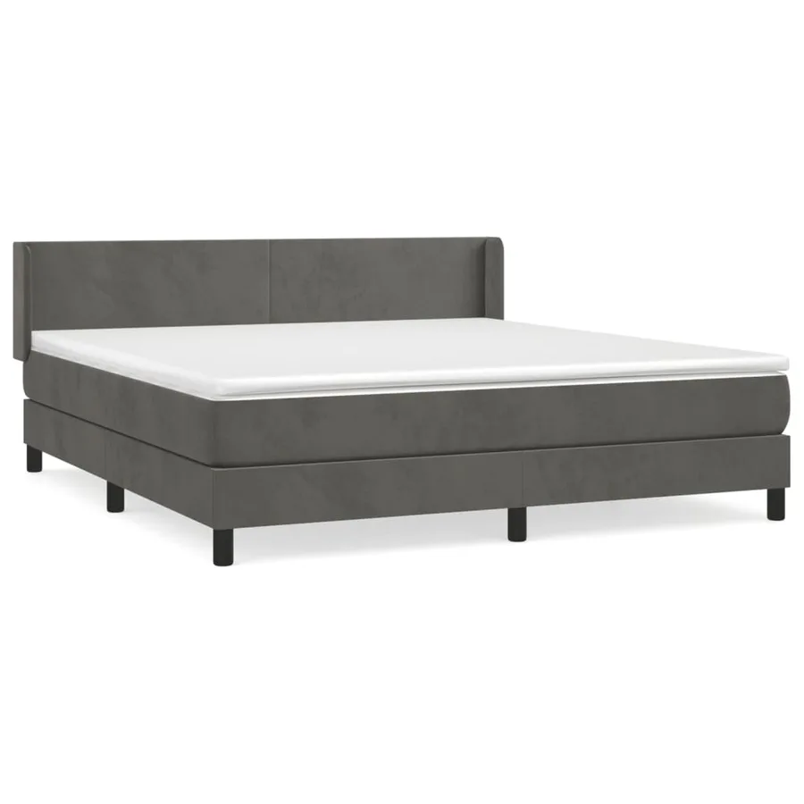 Sommier à lattes de lit et matelas Gris foncé 180x200cm Velours - 2
