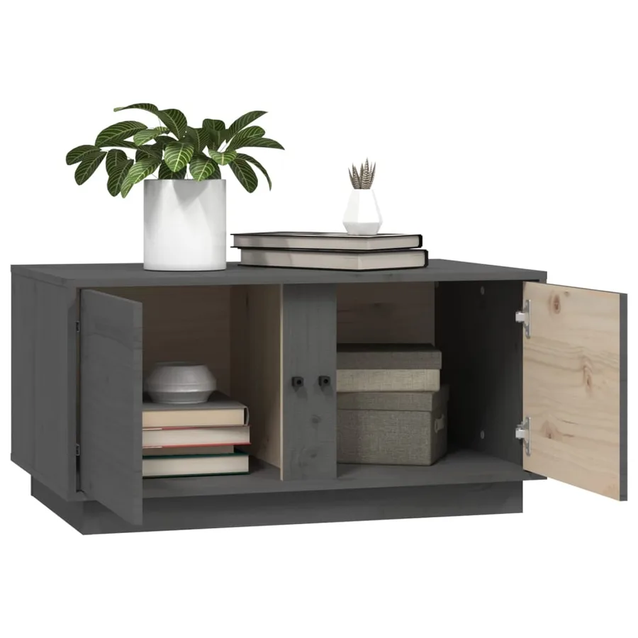 Table basse Gris 80x50x40 cm Bois massif de pin - 5