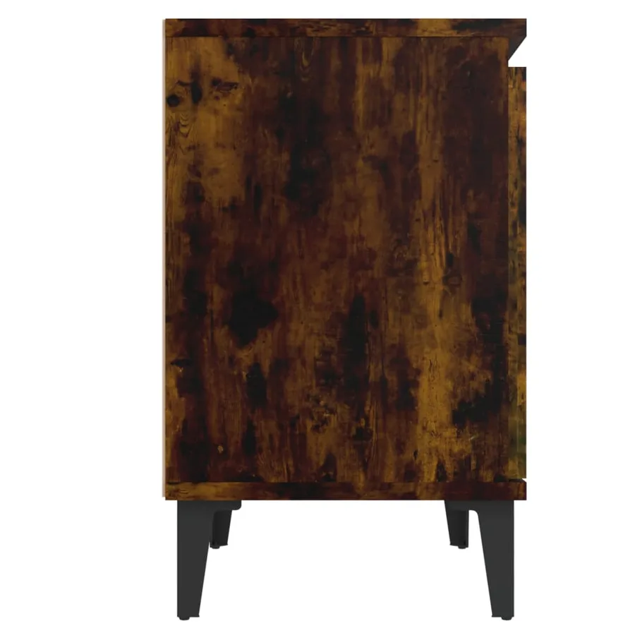 Tables de chevet avec pieds en métal chêne fumé 40x30x50 cm - 6