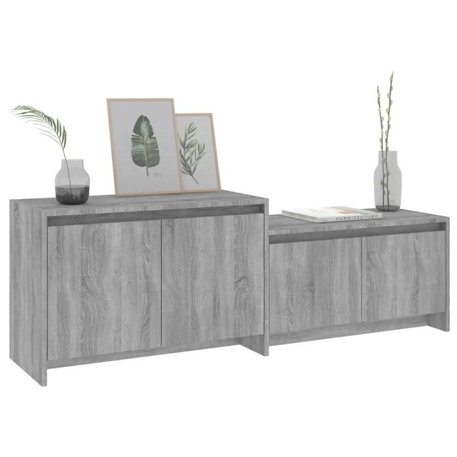 Meuble TV Sonoma gris 146,5x35x50 cm Bois d'ingénierie - 4