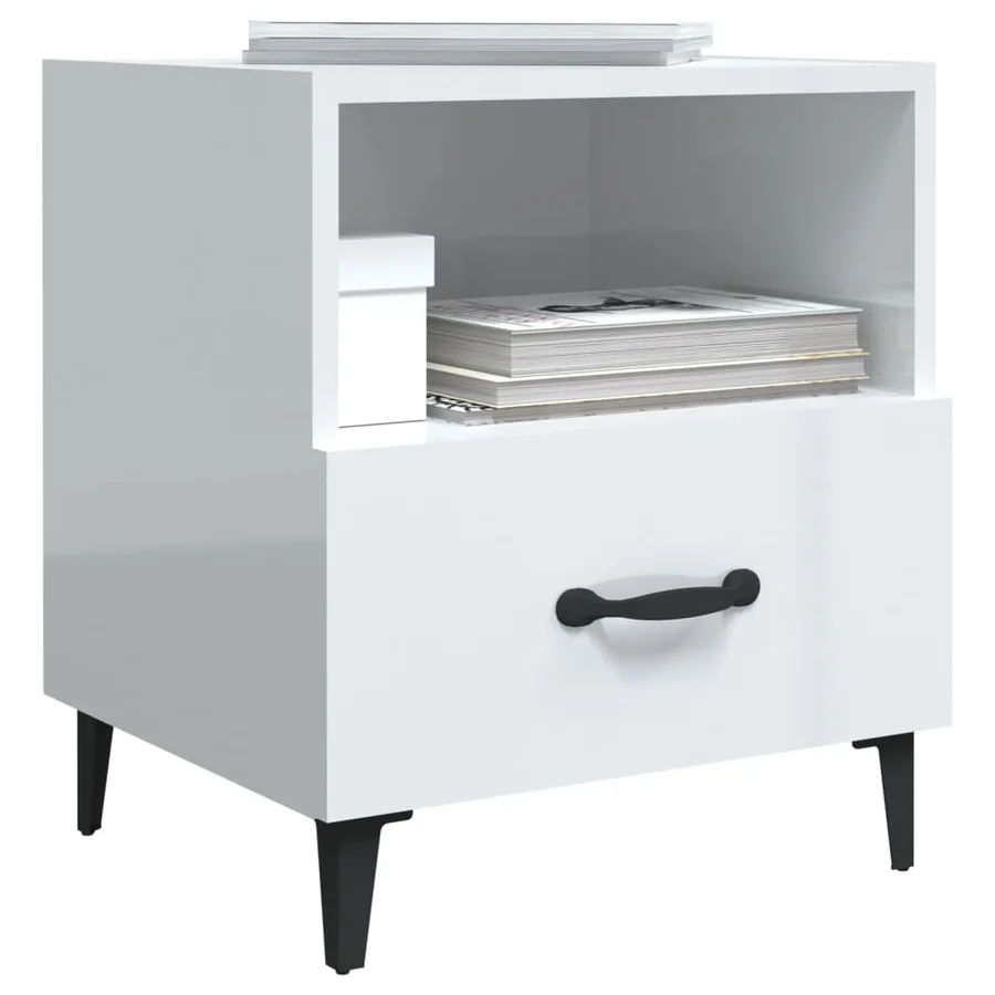 Tables de chevet 2 pcs Blanc brillant Bois d'ingénierie - 7