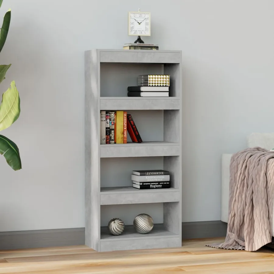 Bibliothèque/Séparateur de pièce Gris béton bois d'ingénierie - 3