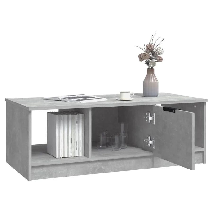 Table basse gris béton 102x50x36 cm bois d'ingénierie - 6